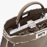 PEEKABOO ISEEU SMALL Grey Full Grain Leather and Elaphe Bag