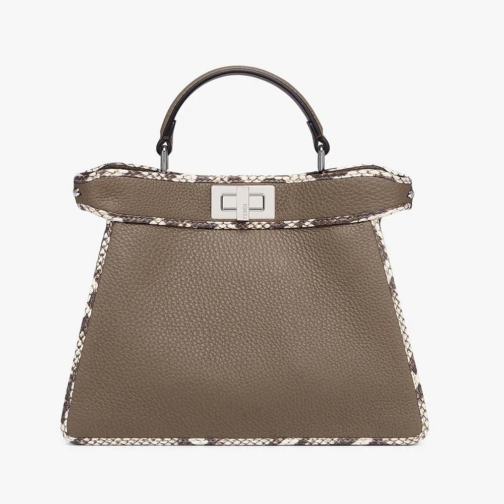 PEEKABOO ISEEU SMALL Grey Full Grain Leather and Elaphe Bag