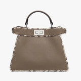 PEEKABOO ISEEU SMALL Grey Full Grain Leather and Elaphe Bag