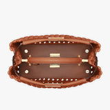PEEKABOO MINI Brown Leather Interlace Bag