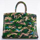 Vintage Hermes Birkin 35 Green Camouflage Swift with Palladium Hardware