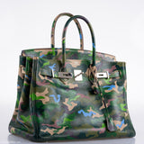 Vintage Hermes Birkin 35 Green Camouflage Swift with Palladium Hardware
