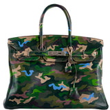 Vintage Hermes Birkin 35 Green Camouflage Swift with Palladium Hardware