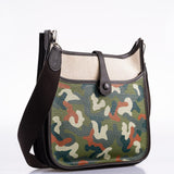 Vintage Hermes Evelyne II Ebene Clemence & Toile Camouflage Painting