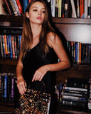 Vintage Hermes Kelly 28 Sellier Black Box Painted "Qashqai" Design with Gold Hardware