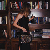 Vintage Hermes Kelly 28 Sellier Black Box Painted "Qashqai" Design with Gold Hardware