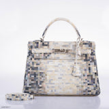 Vintage Hermes Kelly 32 Digital Hima Custom Painted Clemence with Palladium Hardware - 2004, H Square