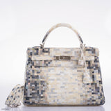 Vintage Hermes Kelly 32 Digital Hima Custom Painted Clemence with Palladium Hardware - 2004, H Square