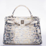 Vintage Hermes Kelly 32 Digital Hima Custom Painted Clemence with Palladium Hardware - 2004, H Square