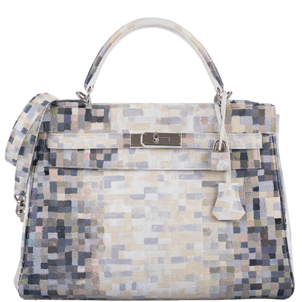 Vintage Hermes Kelly 32 Digital Hima Custom Painted Clemence with Palladium Hardware - 2004, H Square