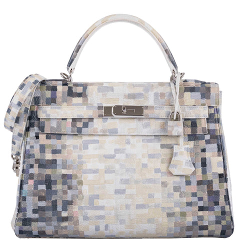 Vintage Hermes Kelly 32 Digital Hima Custom Painted Clemence with Palladium Hardware - 2004, H Square