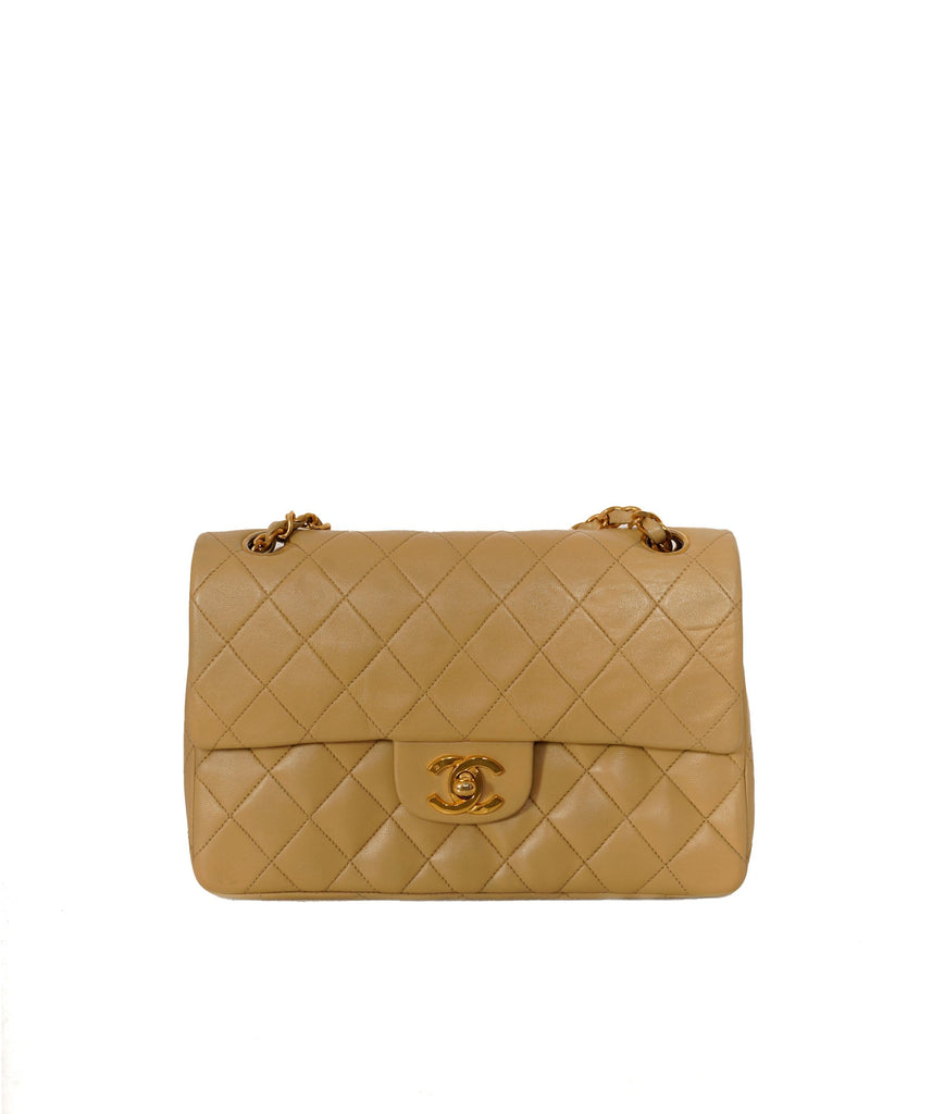 Chanel Vintage Coco Model Beige 9" Small Classic Flap Bag AWL1439
