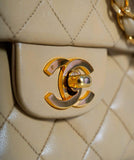 Chanel Vintage Coco Model Beige 9" Small Classic Flap Bag AWL1439