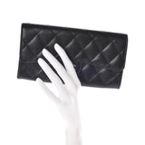 Chanel Black Caviar Quilted Large Gusset Flap Wallet