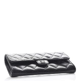 Chanel Black Caviar Quilted Large Gusset Flap Wallet