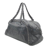 Chanel Bowling Smooth Calfskin Large Luxe Ligne Bowler Black Leather Shoulder Bag