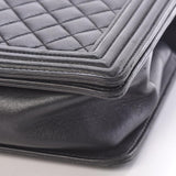 Chanel Boy Quilted New Medium Flap Black Lambskin Leather Cross Body Bag