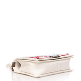 Chanel Boy Sequin New Medium Cuba Flap Red White Canvas Cross Body Bag