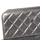 Chanel Boy Wallet on Chain Metallic Calfskin Quilted Woc Silver Leather Shoulder Bag