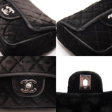 Chanel Classic Quilted Mini Square Flap Cc Logo Black Velvet Shoulder Bag