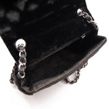 Chanel Classic Quilted Mini Square Flap Cc Logo Black Velvet Shoulder Bag