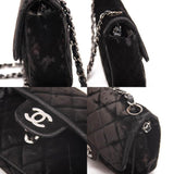 Chanel Classic Quilted Mini Square Flap Cc Logo Black Velvet Shoulder Bag