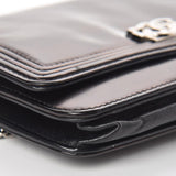 Chanel Boy Wallet on Chain Glazed Woc Black Calfskin Leather Shoulder Bag
