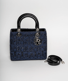 Christian Dior Blue Tweed and Patent Lady Dior Bag
