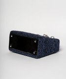 Christian Dior Blue Tweed and Patent Lady Dior Bag