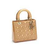 Christian Dior Beige Medium Patent Leather Lady Dior - RCL1179