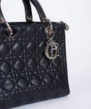 Christian Dior Black Leather Lady Dior Medium PHW