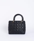 Christian Dior Black Leather Lady Dior Medium PHW