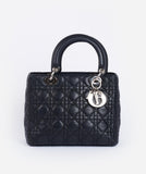 Christian Dior Black Leather Lady Dior Medium PHW