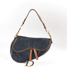 Christian Dior Blue Denim Saddle Bag GHW