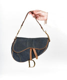 Christian Dior Blue Denim Saddle Bag GHW
