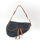 Christian Dior Blue Denim Saddle Bag GHW
