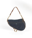 Christian Dior Blue Denim Saddle Bag GHW