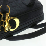CHRISTIAN DIOR Cannage Hand Bag Black Nylon