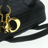 CHRISTIAN DIOR Cannage Hand Bag Black Nylon