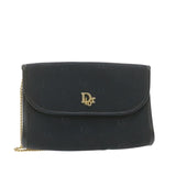 CHRISTIAN DIOR Chain Shoulder Bag Black Canvas Auth 21499 MW2753