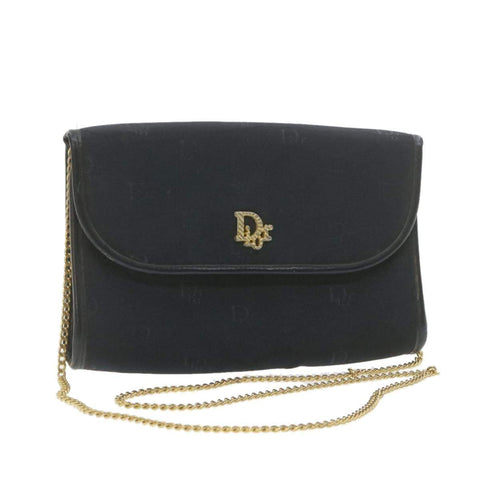 CHRISTIAN DIOR Chain Shoulder Bag Black Canvas Auth 21499 MW2753