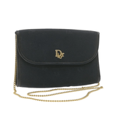 CHRISTIAN DIOR Chain Shoulder Bag Black Canvas Auth 21499 MW2753