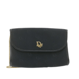 CHRISTIAN DIOR Chain Shoulder Bag Black Canvas Auth 21499 MW2753