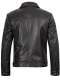 Mens Distressed Dark Brown Biker Style Leather Jacket