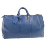 LOUIS VUITTON Epi Keepall 50 Boston Bag Blue VI0990