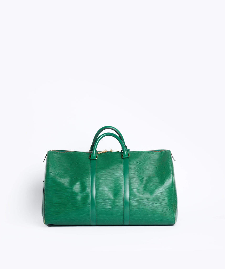 LOUIS VUITTON Epi Keepall 50 Boston Bag Green VI0934
