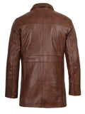 Bristol Men's Vintage Cognac Brown Leather Car Coat