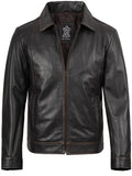 Mens Distressed Dark Brown Biker Style Leather Jacket