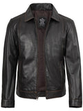Mens Distressed Dark Brown Biker Style Leather Jacket