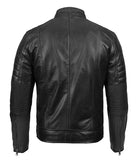 Austin Mens Tall Black Cafe Racer Leather Jacket